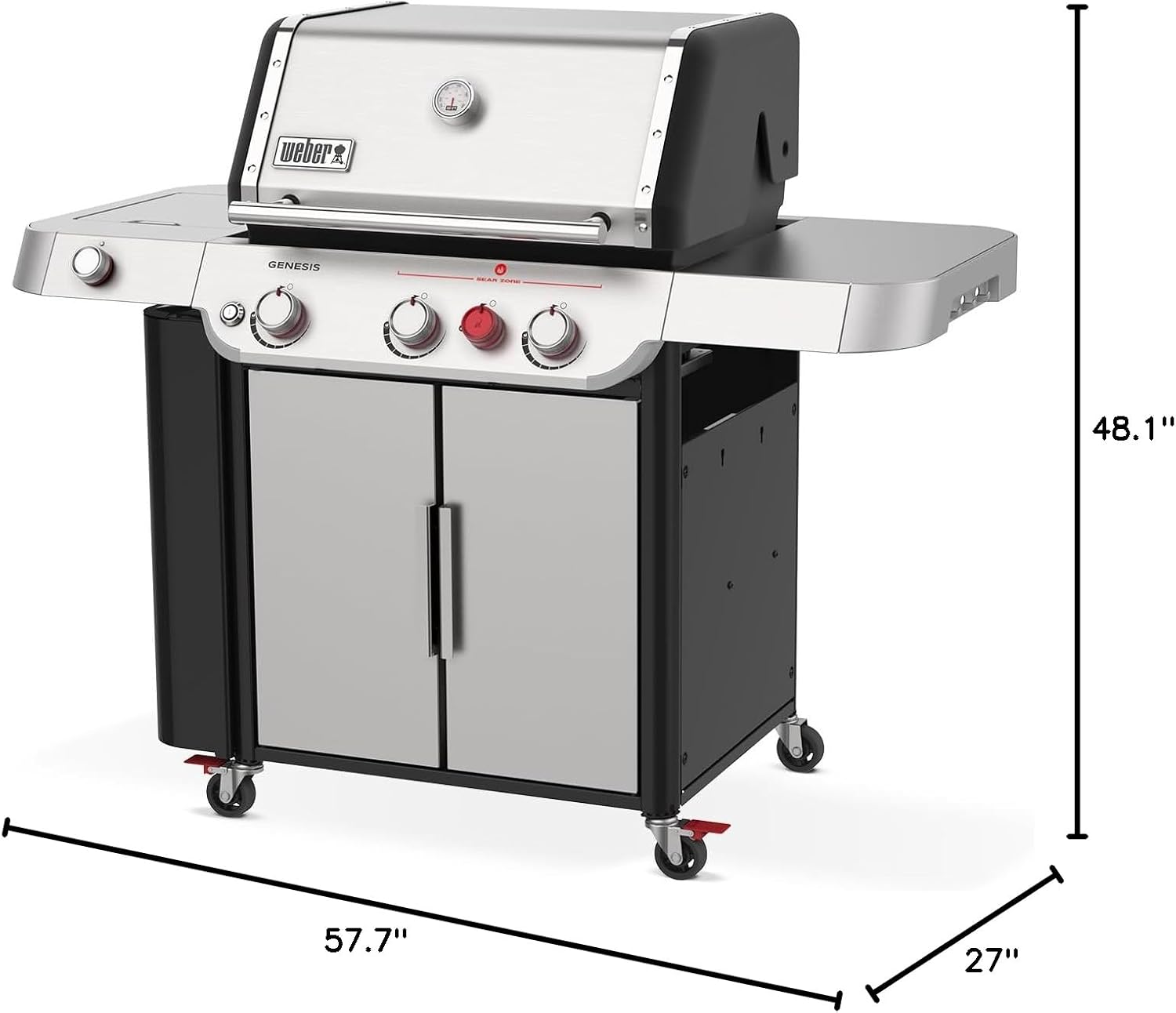 Weber Genesis S-335 Liquid Propane Gas Grill for Outdoor Cooking, Stainless Steel, 3 Burners and 1 Side Burner – Stainless Steel Cooking Grates, PureBlu Burners & Sear Zone