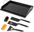 Cast Iron Griddle for Gas Grill with 5-Piece Silicone Griddle Tool Kit 25' x 16' Nano-Ceramic Nonstick Grill Griddle for Gas Charcoal Grills Flat Top Grill Accessories with Stainless Steel Core Tools