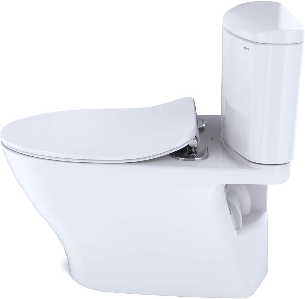TOTO Nexus Two-Piece Elongated 1.28 GPF Universal Height Toilet with CEFIONTECT and SS234 SoftClose Seat, WASHLET+ Ready, Cotton White - MS442234CEFG#01