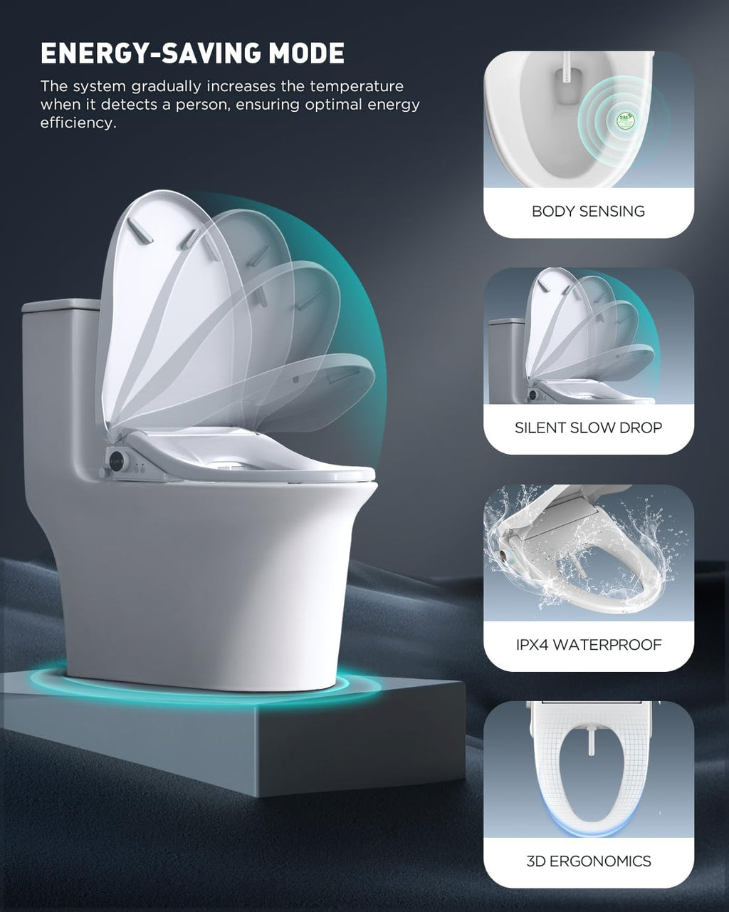 iliD Bidet Seat, Toilet Seat, Electric Elongated Ecoseat with Four Cleaning Modes, Adjustable Angle and Pressure, Remote Control, Slow Close Lid, Easy Installation, 2 Year Warranty