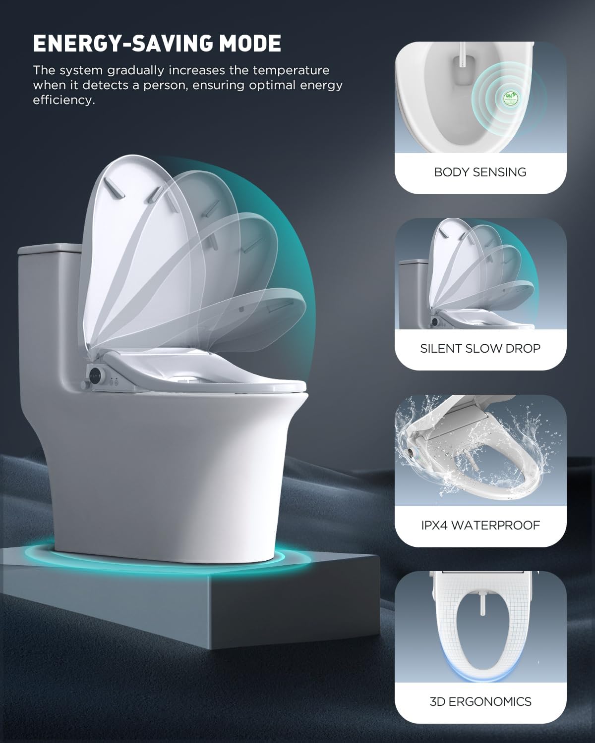 iliD Bidet Seat, Toilet Seat, Electric Elongated Ecoseat with Four Cleaning Modes, Adjustable Angle and Pressure, Remote Control, Slow Close Lid, Easy Installation, 2 Year Warranty