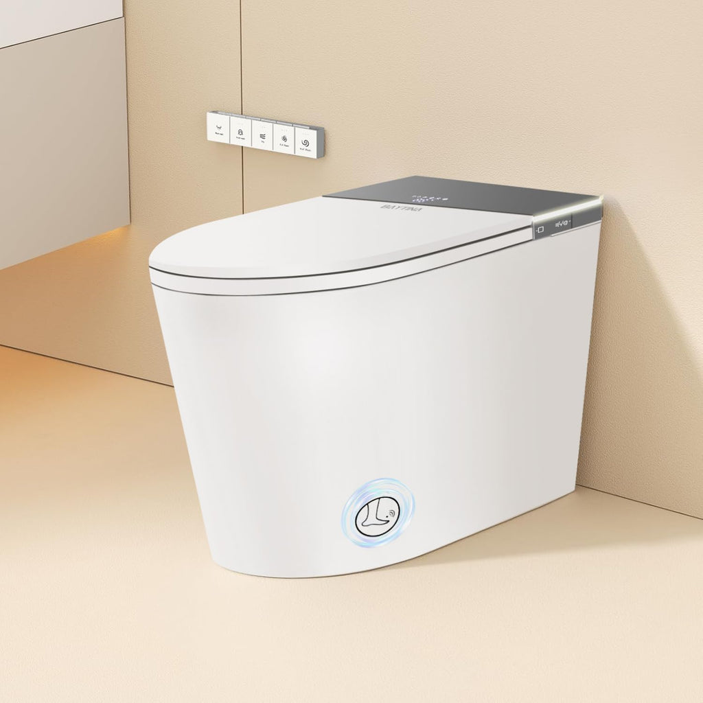 Smart Toilet with Bidet Built in,One Piece Japanese Toilet for Bathroom with Remote Control,Modern Elongated Toilet with heated toilet seat,bidet warm water,Auto Open/Close Lid