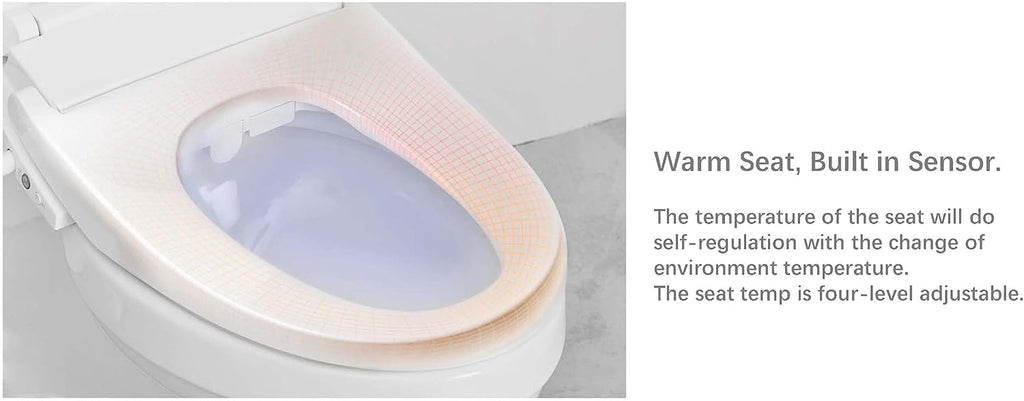 Firoe E35L Smart Toilet Bidet Seat, Elongated Slow Clsoe Heated Seat with Remote Control, Adjustable Water Tempreture, Dryer, Front & Rear Wash, Adjustable Nozzle, LED Light