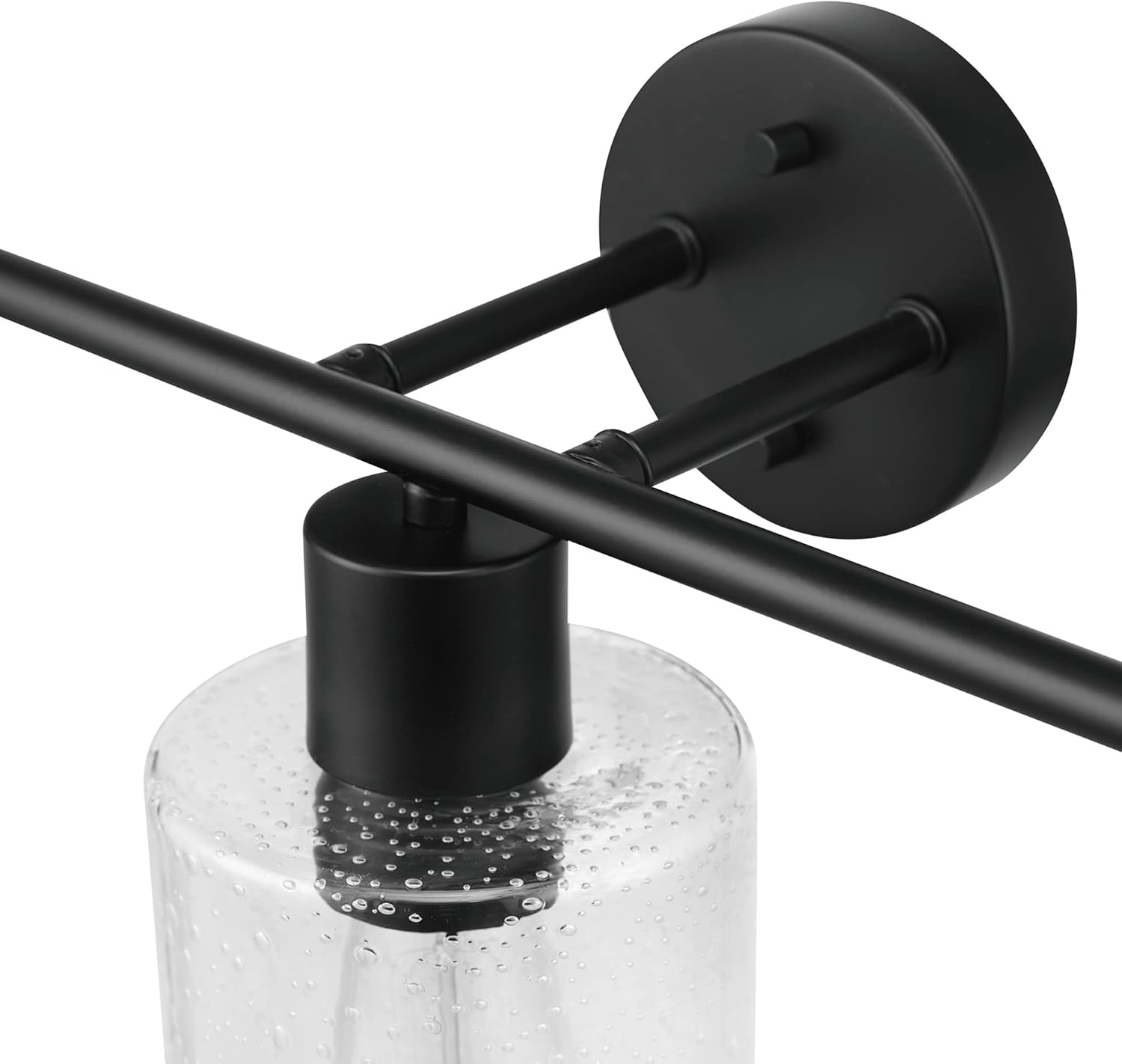 Globe Electric 51851 Bristol 5-Piece All-in-One Bathroom Set, Matte Black, 3-Light Vanity Light with Seeded Glass Shades, Towel Bar, Towel Ring, Robe Hook, Toilet Paper Holder