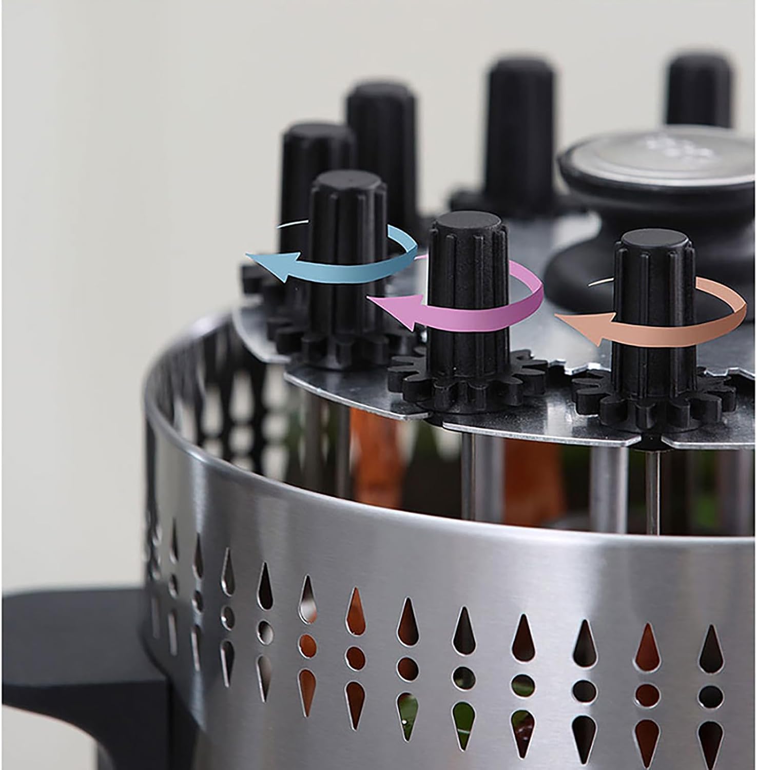 Rotating Electric Grill Smokeless Indoor 12 Skewers Vertical Grills Stainless Steel 360 Rotating Rapid Heating for Skewers Roast - Home Parties
