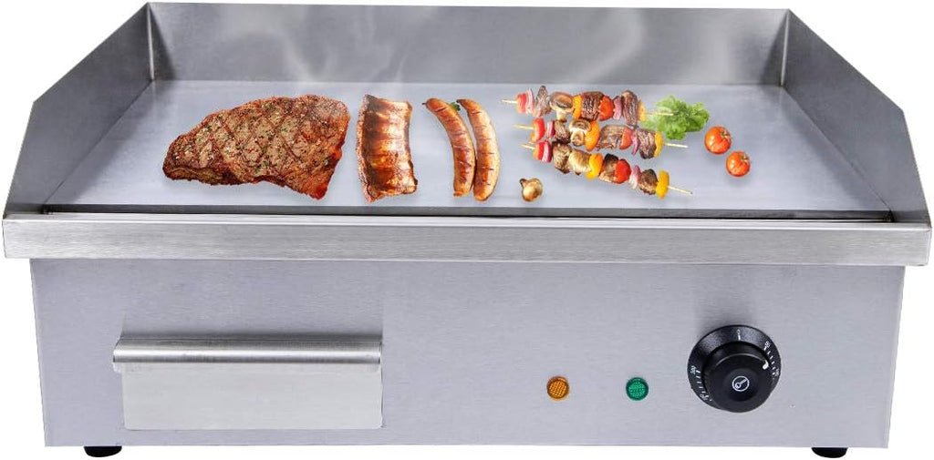 Commercial Griddle, 110V Electric Flat Top Grill, Non-Stick Countertop Griddle, Restaurant Stainless Steel Grill, Adjustable Temperature Control