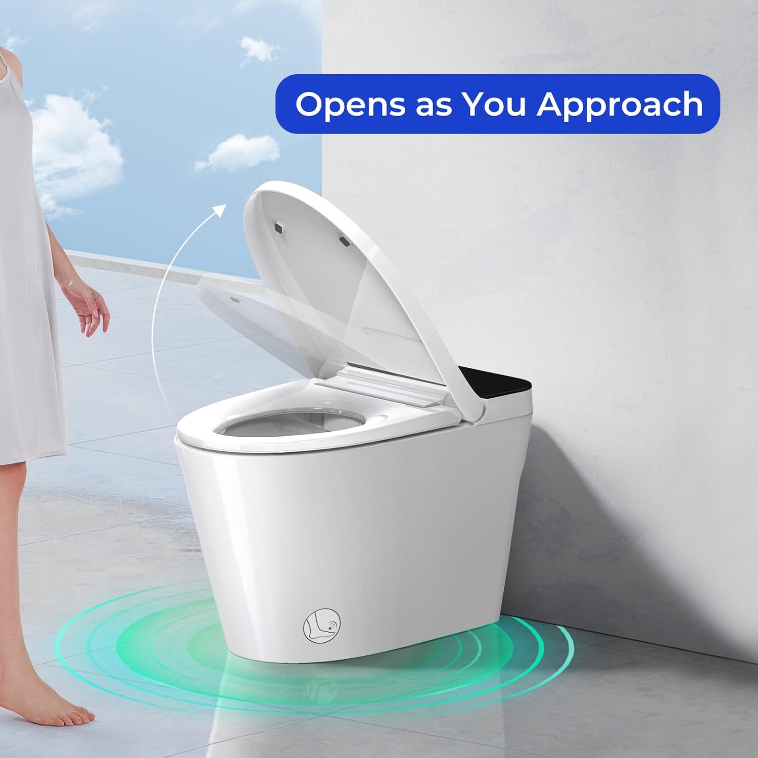 Smart Toilet with Bidet Built In, Auto Open/Close Lid, Foot Sensor to Open Lid/Seat & Flush, Heated Seat, Warm Water Wash, Air Dryer, Built-in Tank, 12' Rough-In, One-Piece Elongated ZY695A