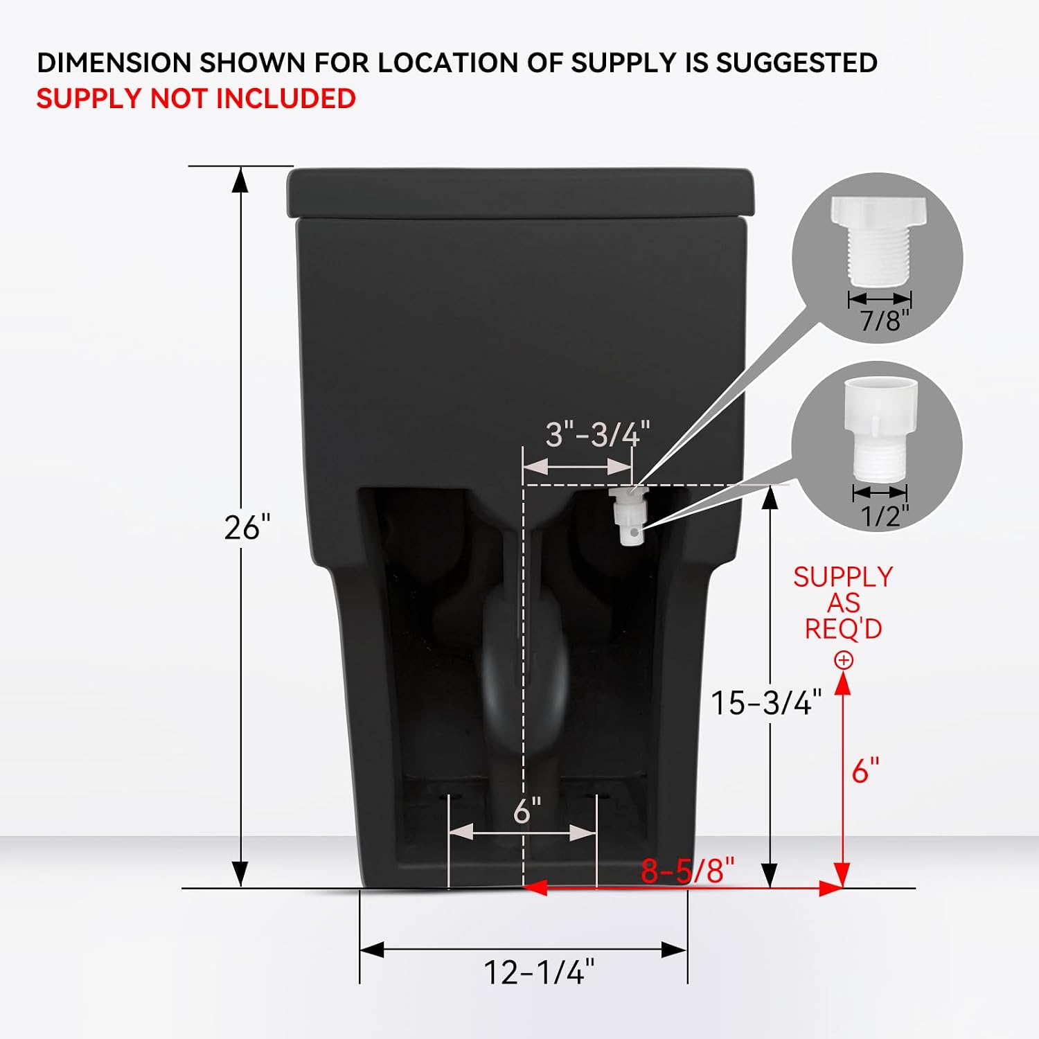 HOROW T0338WB Elongated One Piece Toilet Black, Compact Modern Toilet with Comfortable Seat Height, ADA Chair Height 17.3', Power Dual Flush 0.8/1.28 GPF, Matte Black, 12' Rough-in