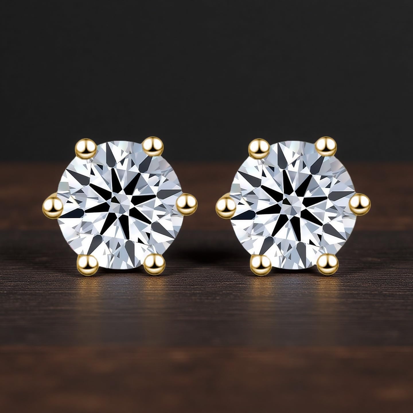 0.3/0.5/1 Carat Lab-Grown Diamond Stud Earrings for Women| S925 Sterling Silver Studs | Hypoallergenic Fine Jewelry | 6-Prong Basket, Push Back Nut | VVS2/VS1/VVS Clarity, D Color, Round Cut,