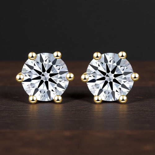 0.3/0.5/1 Carat Lab-Grown Diamond Stud Earrings for Women| S925 Sterling Silver Studs | Hypoallergenic Fine Jewelry | 6-Prong Basket, Push Back Nut | VVS2/VS1/VVS Clarity, D Color, Round Cut,