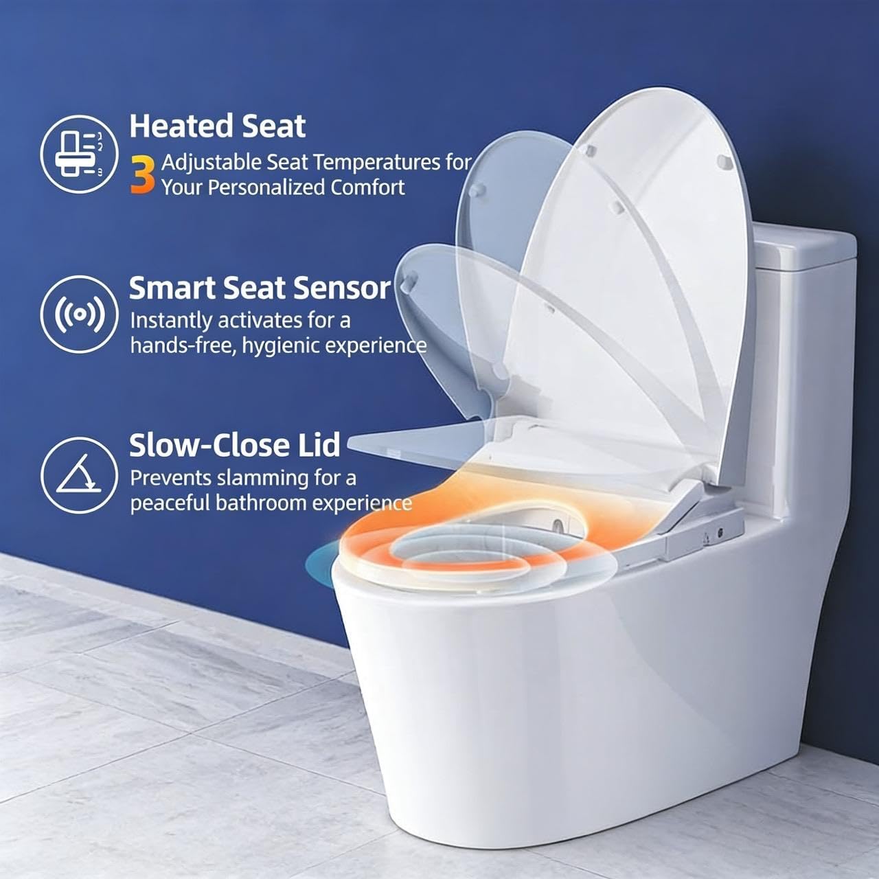 Elongated Electric Bidet Toilet Seat,Anti-Yellowing Material,Heated Seat with Warm Air Dryer & Instant Warm Water,Self-Cleaning Nozzle, Adjustable Pressure&Temp,Soft Close Lid,Wireless Remote