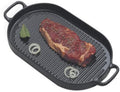 Chasseur Black Oval Cast Iron Indoor Grill Pan (16.5'L x 8'W x 1.25'H) – Handmade French Enamel for Restaurant-Style Searing – All-Stovetop Compatible Cast Iron Grill Pan with Grip Handles