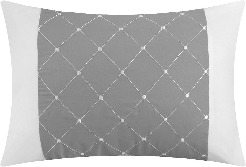 Chic Home CS2125-AN Cheryl 10 Piece Comforter Set Complete Bed in a Bag Pleated Ruched Ruffled Bedding with Sheet Set, Grey, Queen