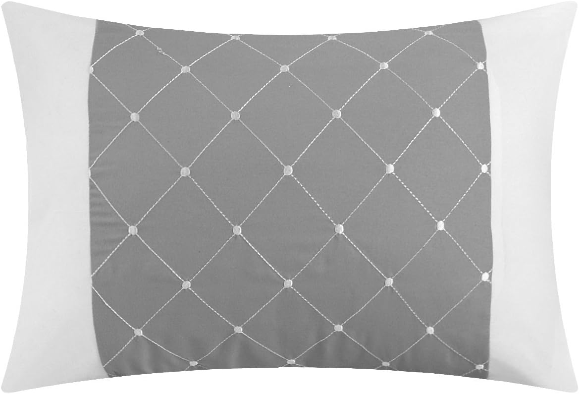 Chic Home CS2125-AN Cheryl 10 Piece Comforter Set Complete Bed in a Bag Pleated Ruched Ruffled Bedding with Sheet Set, Grey, Queen