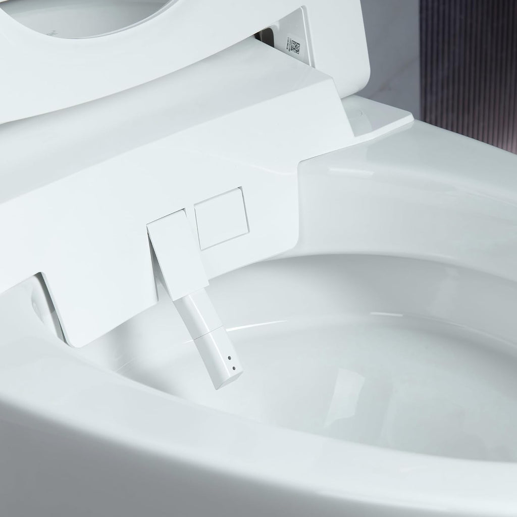 WOODBRIDGE Smart Toilet, Auto Open & Close, Auto Flush, Foot Sensor Operation, Heated Seat and Integrated Multi Function Remote Control in White