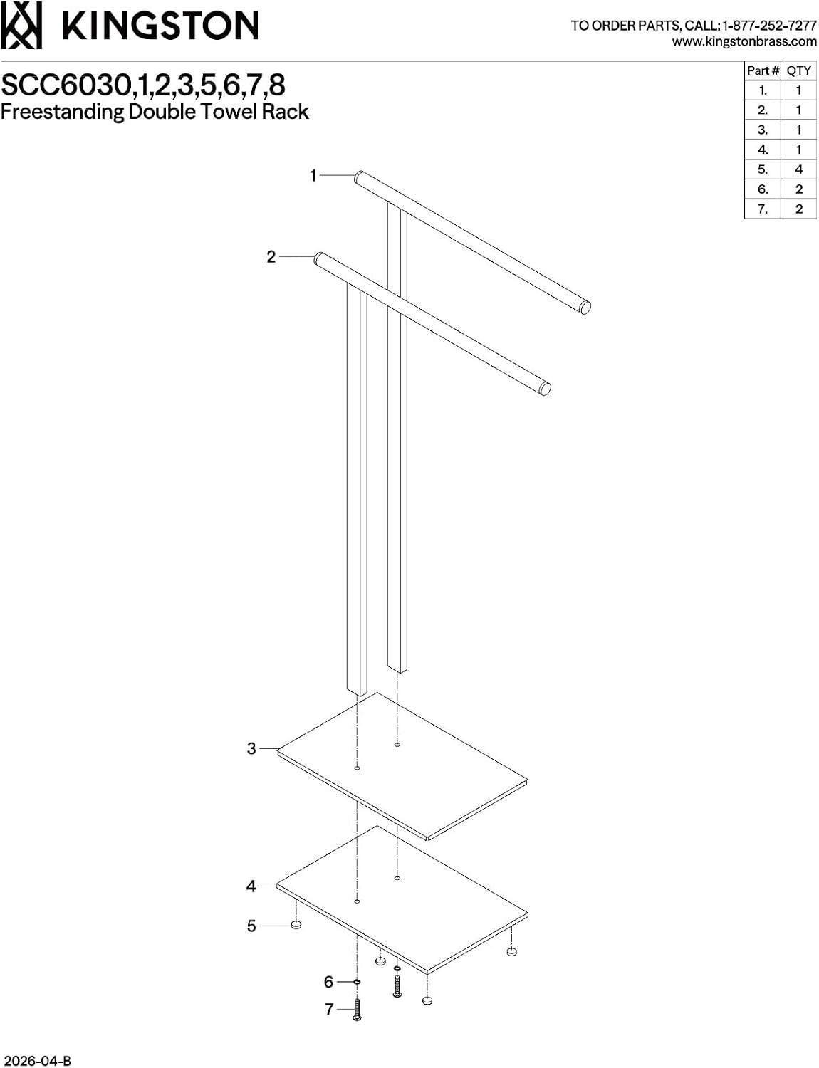 Kingston Brass SCC6035 Edenscape Freestanding Towel-Rack, Oil Rubbed Bronze