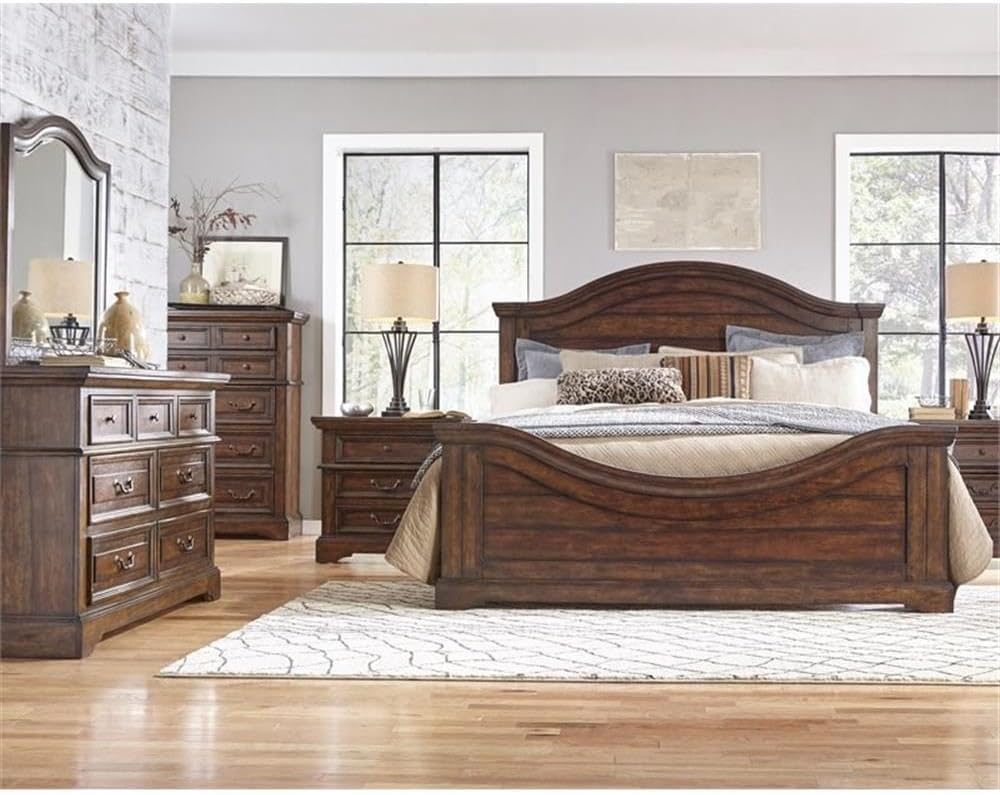 American Woodcrafters Stonebrook Panel Bed, Queen, Tobacco