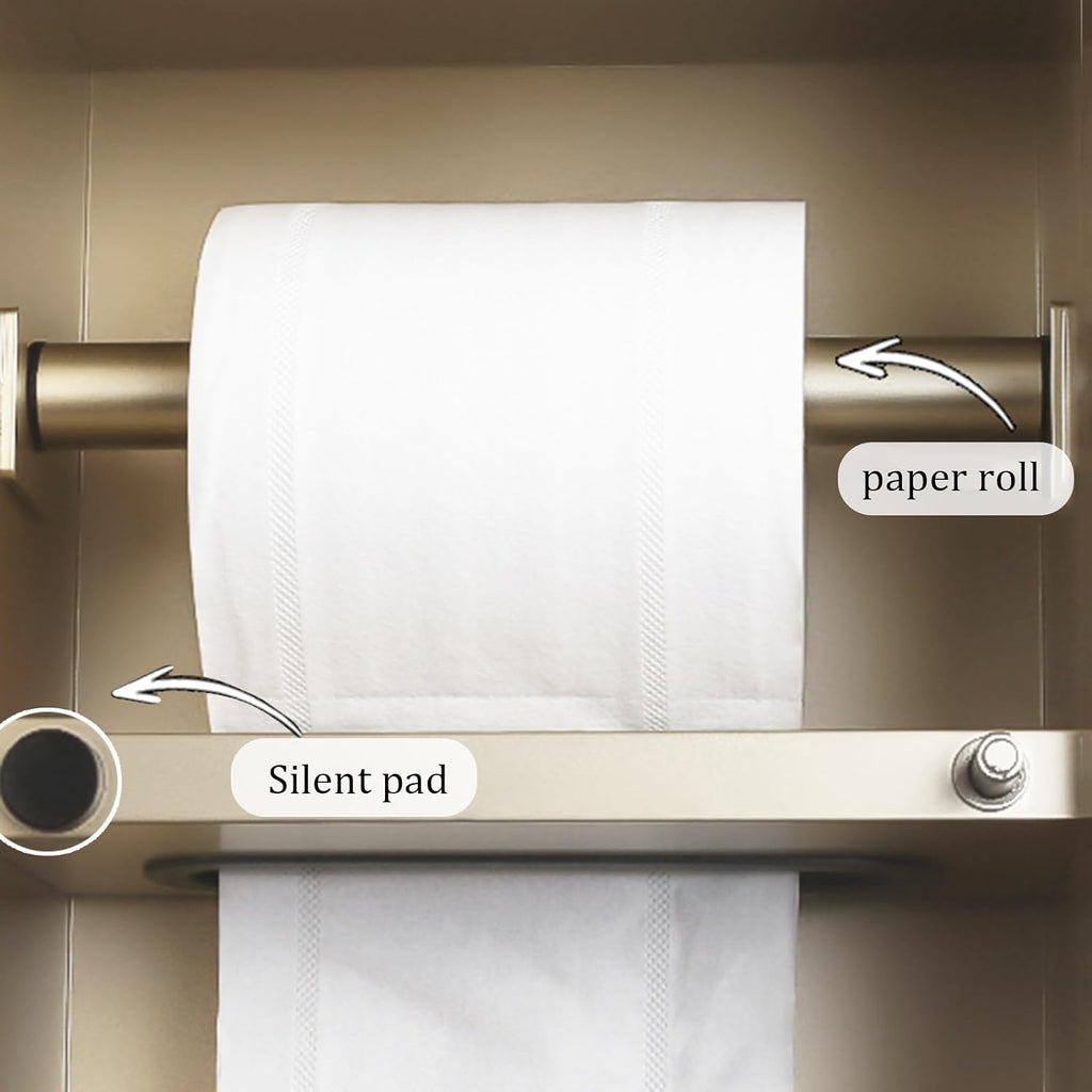 Sleek Modern Stainless Steel Bathroom Accessories Set - Toilet Paper Holder, Shower Caddy, Trash Can, Recessed Brush Holder & Storage Rack - Stylish White Organizer for Clean Spaces