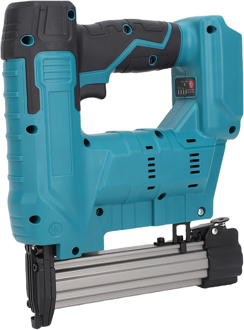 Cordless Brad Nailer, 20V Crown Stapler Electric Staples Guns with 100 F32mm Straight Nails,100 N Nails, Nail Gun Battery Powered for Upholstery Carpentry Home (US Plug 100-240V)