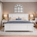 Christopher Knight Home Todie Modern Queen Size Bed Frame with Headboard, Wooden Queen Size Platform Bed Frame, Farmhouse Queen Size Bed Set, No Box Spring Needed, Easy Assembly, White
