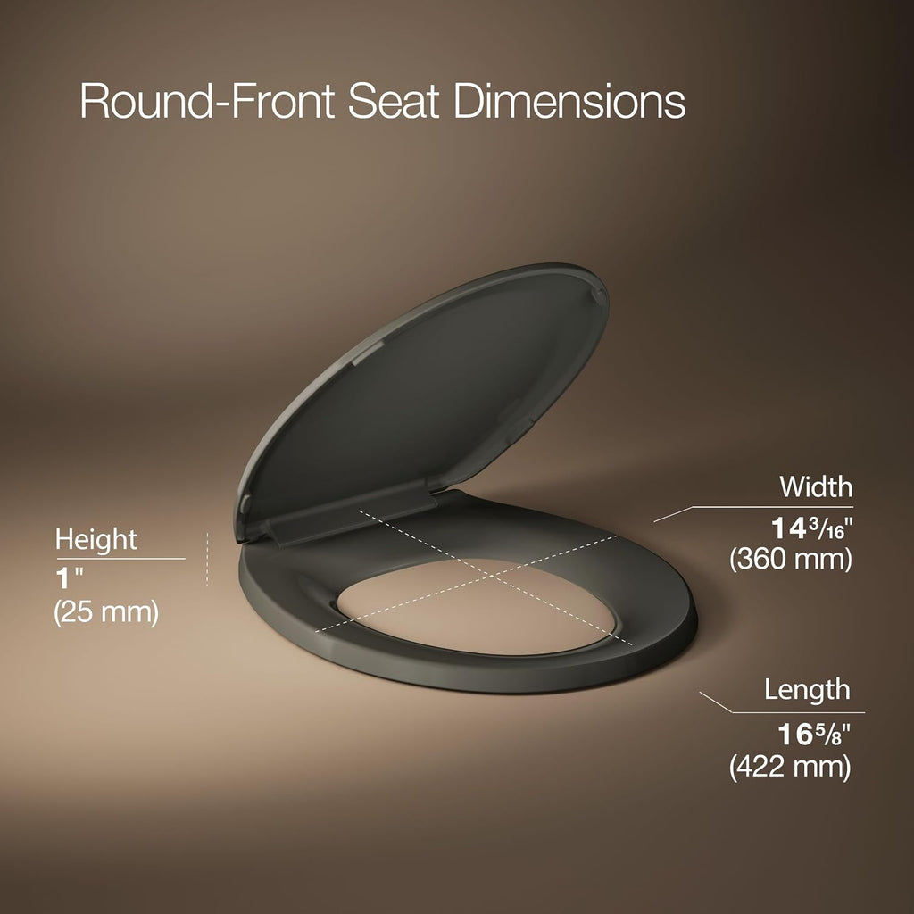 Kohler K-4662-58 Lustra Closed-Front Round Toilet Seat Thunder Grey