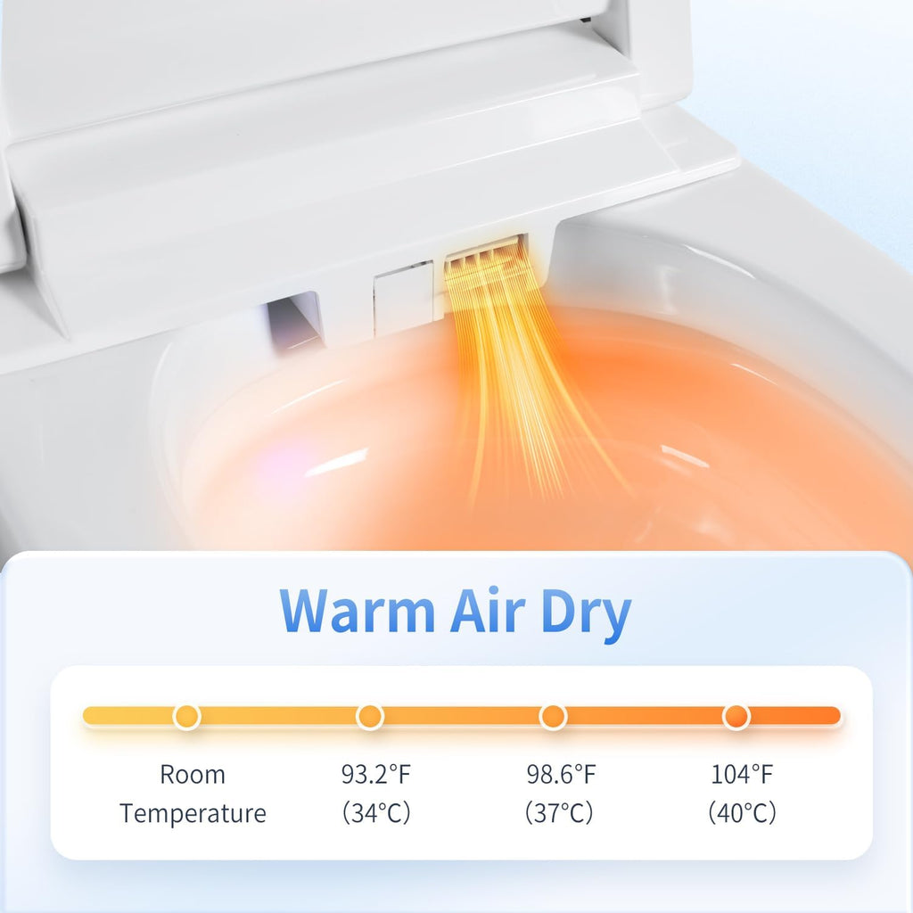 Tankless Smart Toilet with Bidet Built-In Pro Model Auto Open/Close Auto Flush Heated Seat Warm Water & Dryer Adjustable Temp Side Knob (S61G)