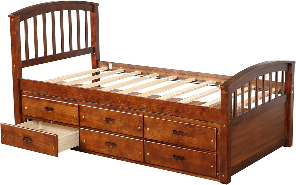 Merax Orisfur. Twin Size Platform Storage Bed Solid Wood Bed with 6 Drawers