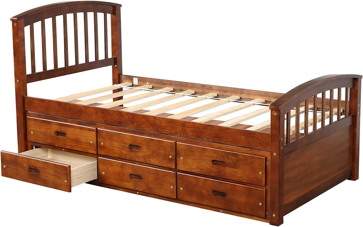 Merax Orisfur. Twin Size Platform Storage Bed Solid Wood Bed with 6 Drawers