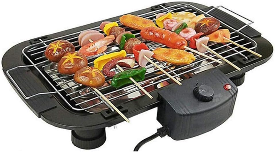 Smokeless Electric Grill Indoor, Non Stick BBQ Grill Mesh, BBQ and Griddle Hot Plate with Built in Drip Tray Easy Clean Reusable