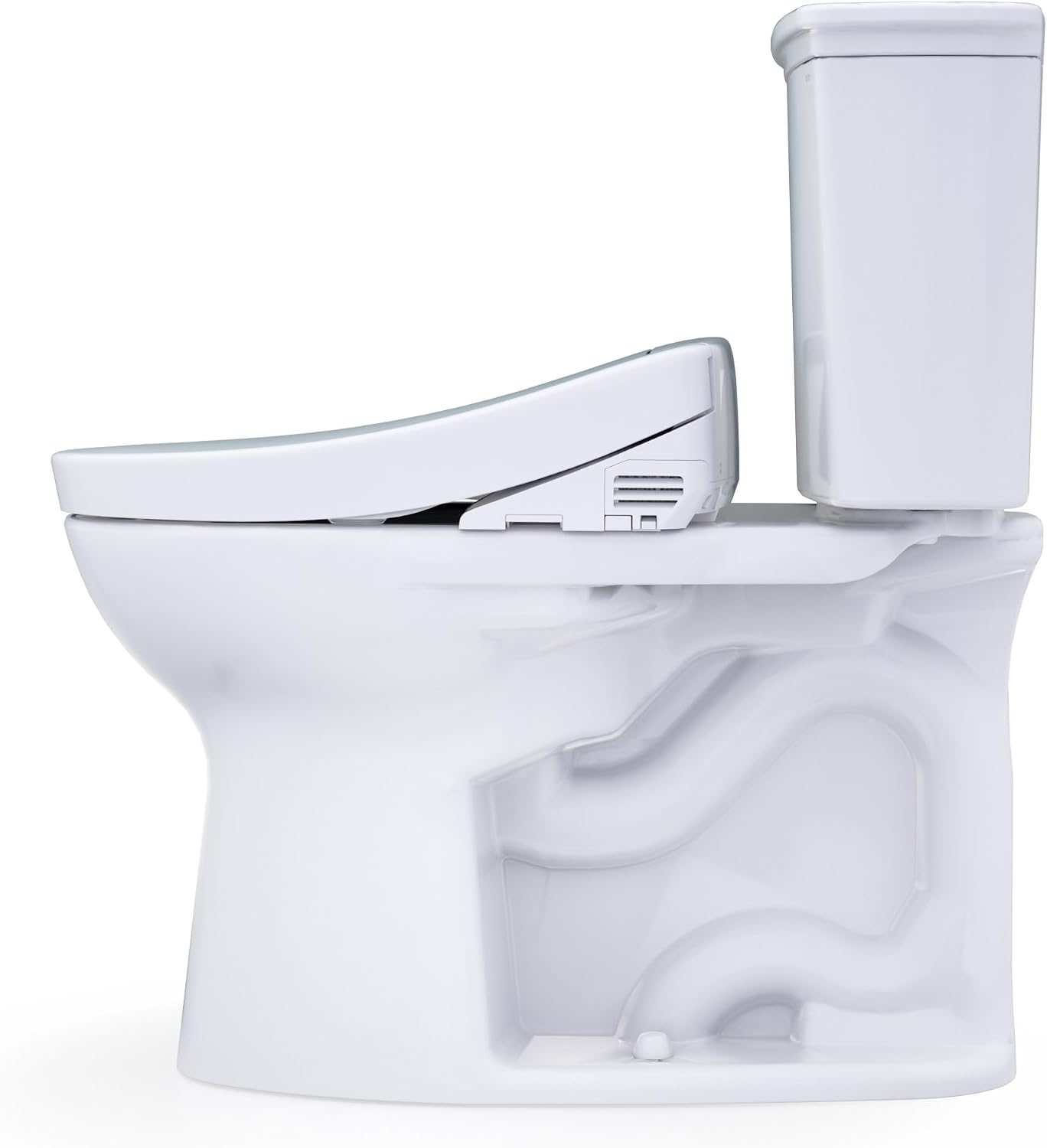 TOTO® Drake® Transitional WASHLET®+ Two-Piece Elongated 1.28 GPF Universal Height TORNADO FLUSH® Toilet with S2 Bidet Seat, Cotton White - MW7863346CEFG#01