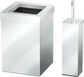Gatco Small Bathroom Trash Can With Lid And Toilet Brush Set, Square 3 Gallon Stainless Steel Wastebasket, Under Sink, Chrome, For Bathroom, Bedroom, Office (2970)