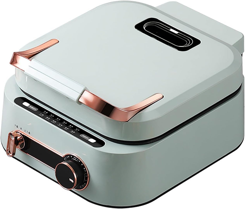 Electric Baking Pan, Smokeless Indoor Electric Frying Pans, 1800W Multifunctional Nonstick Coating Electric Grill Pan, for Hotpot BBQ(Green)