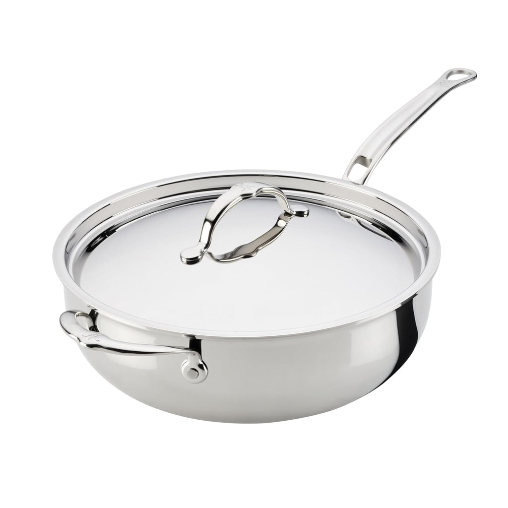 Hestan ProBond Luxe 5-Quart Essential Pan with Lid, Professional Clad Stainless Steel, ProCore Tri-Ply Clad Construction, Polished Exterior, Induction & Oven Safe