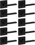 Kwikset Casey Interior Privacy Door Handle with Lock 10 Pack, Door Lever for Bathroom and Bedroom, Matte Black Reversible Keyless Turn Lock, with Microban Protection