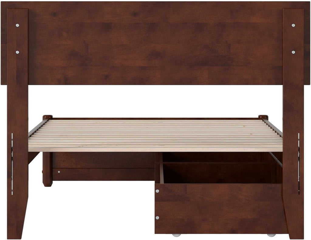 AFI, Wesley Twin Platform Bed with Panel Footboard & Storage Drawers, Walnut