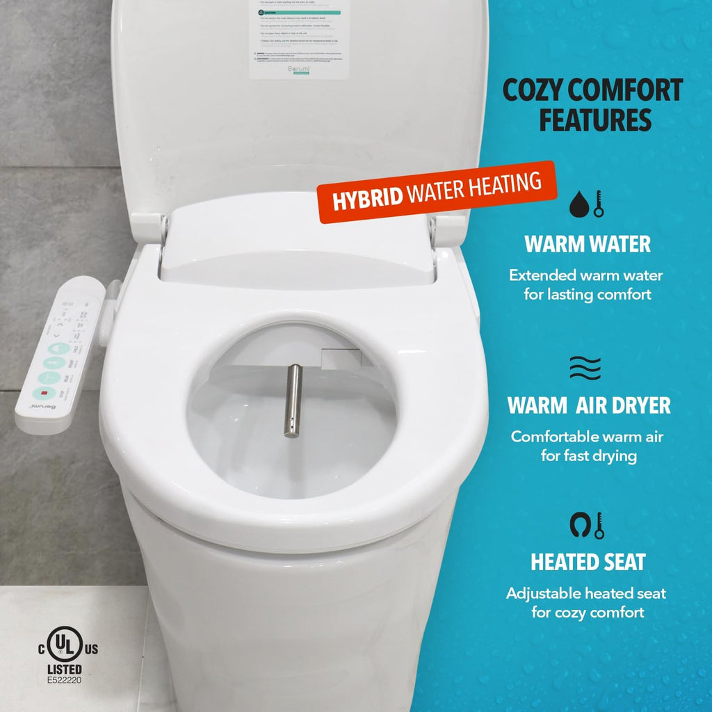 Barumi Bidet [BM-5000], Electric Bidet Toilet Seat, Heated Seat, Warm Water, Position Control, Eco-Mode, Self Cleaning