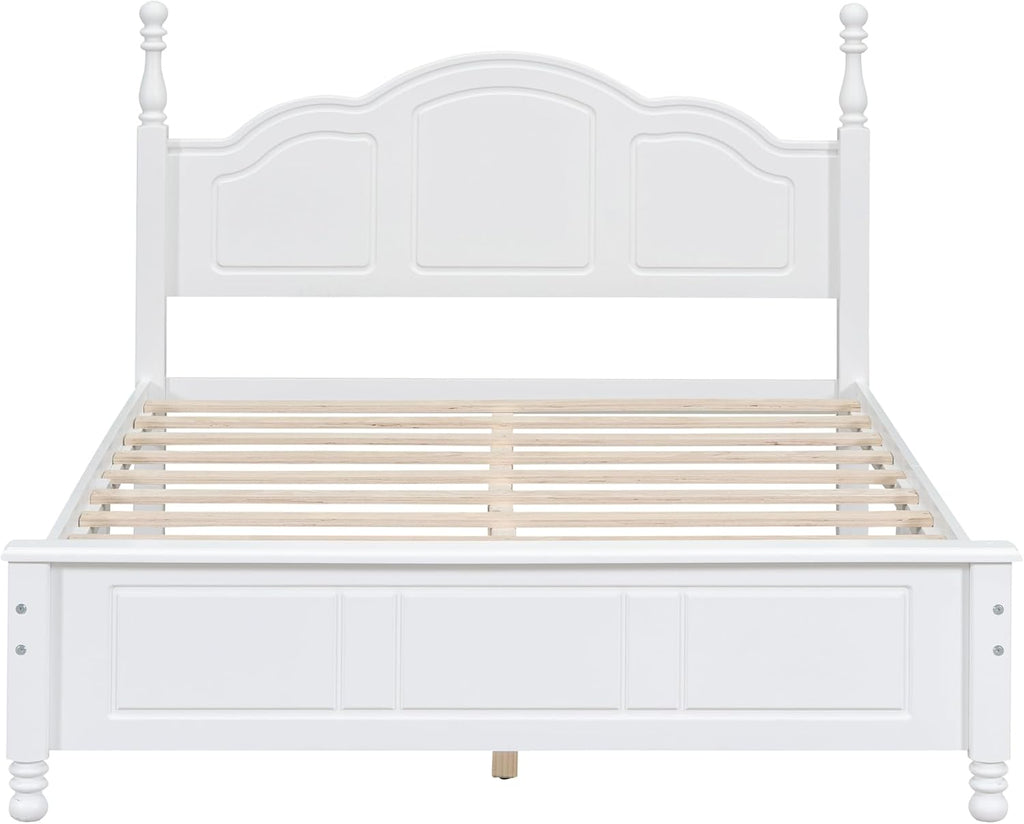 Harper & Bright Designs 3 Pieces Full Size Bedroom Sets, Solid Wood Platform Bed Frame with Heeadboard, 2 Nightstands, Farmhouse Design Full Bedroom Furniture Sets, Easy to Assemble (White)