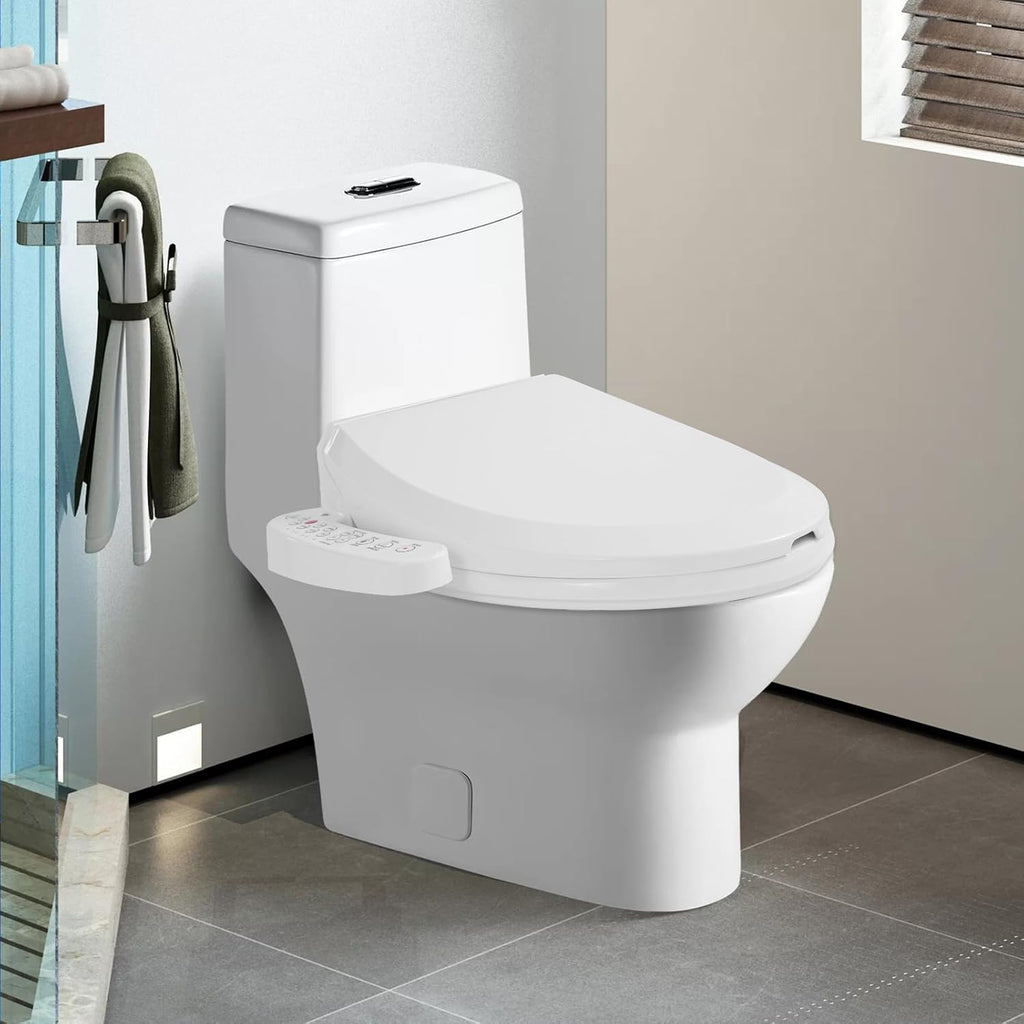 Bidet Toilet Seat, Electric Heated Toilet Seat with Intelligent Control Panel and Temperature Control, Smart Toilet Heated Seat with Massage Function & Night Light, Toilet Heated Seat for Home Bedroom