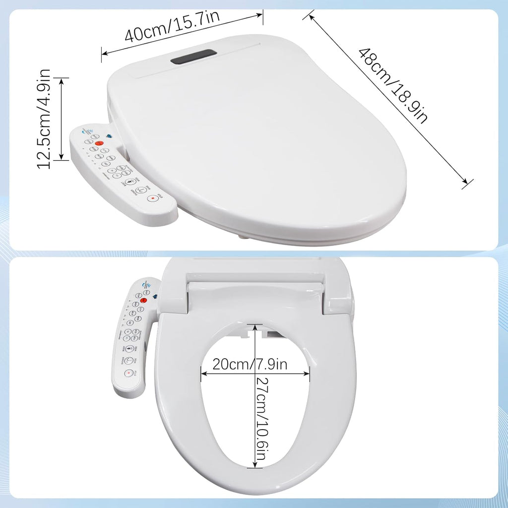 LINKLIFE Bidet Toilet Seat Electric Warm Water Bidet with Warm Air Drying, Heated Seat Bidets with Self-cleaning Nozzle Temperature Adjustable White (Round)