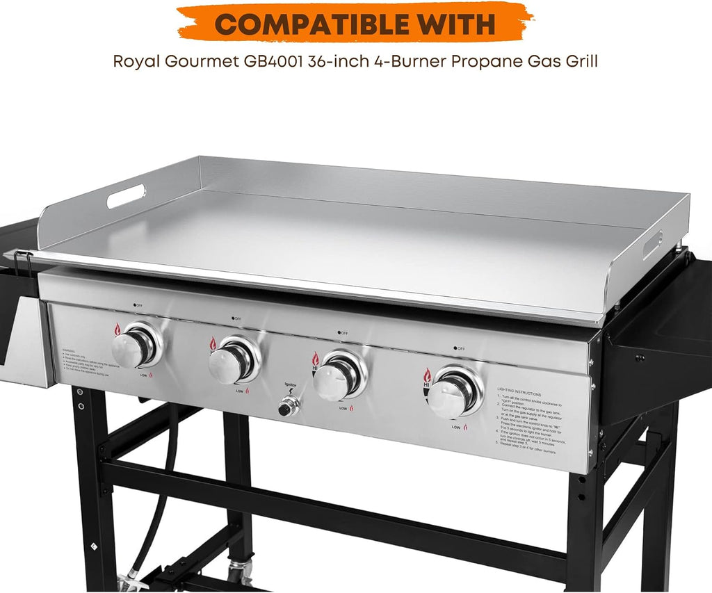 Stanbroil Flat Top Griddle for Royal Gourmet GB4001 GB4001B 4-Burner Gas Grill Griddle, 36-inch Stainless Steel Griddle Replacement Top with Handles and Front Grease Management System