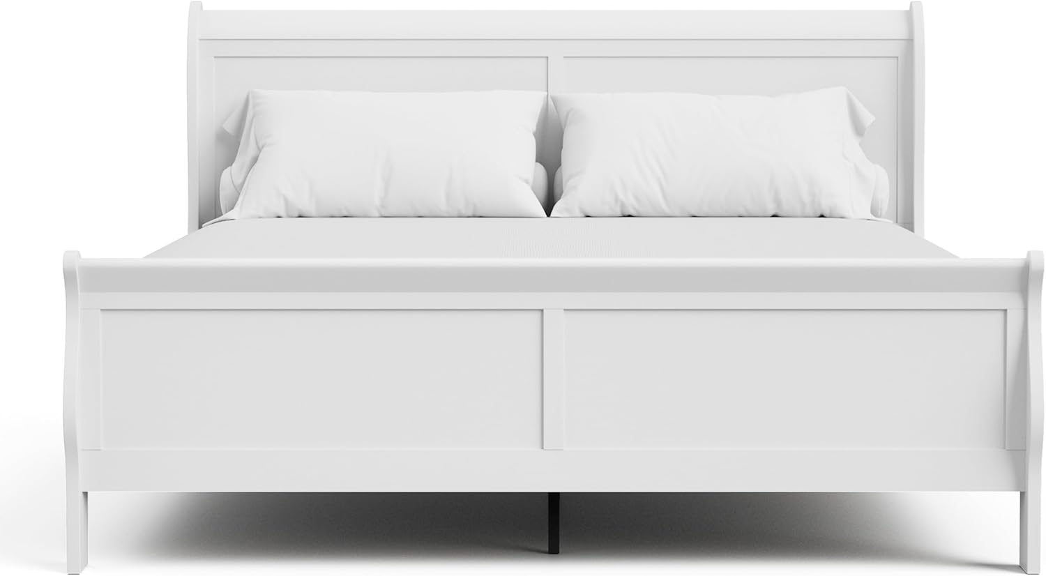 Furniture of America Arabella Traditional Wood King Bed Frame with Headboard and Footboard, Elegant Sleigh Design Bedframe for Bedroom, Guest Room, Easy Assembly, Box Spring Required, White