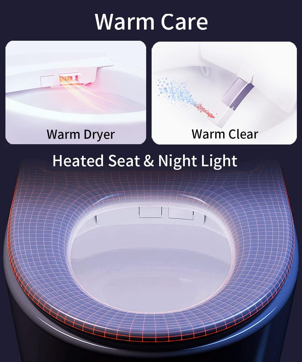 EPLO DP7 Smart Toilet with Bidet Built in,Auto Open/Close,Heated Seat,Automatic Flush Bidet Toilet,Night Light,Elongated Japanese Toilets for Bathroom