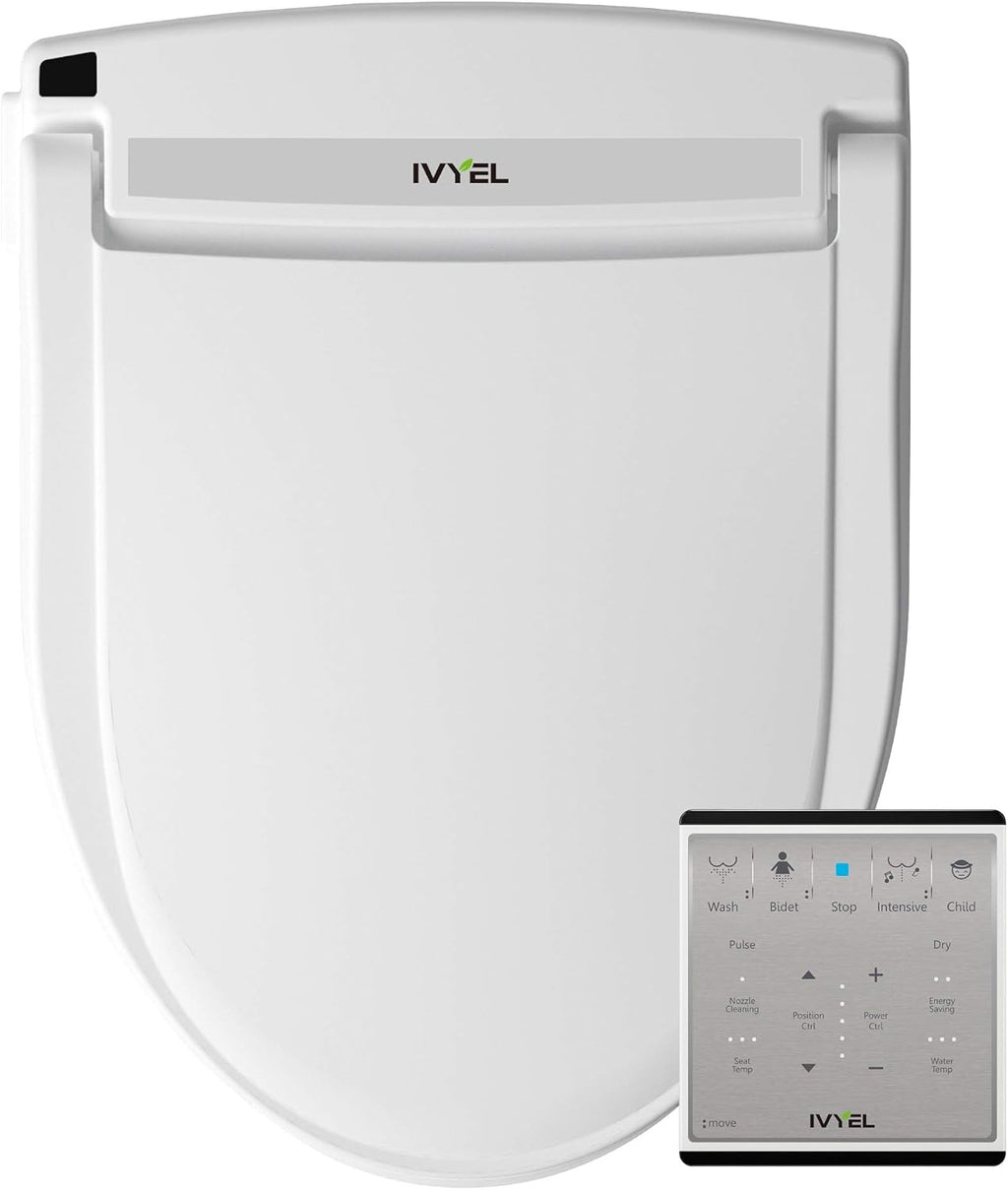 J-2R Smart Electric Bidet for Toilet Seat,For Elongated toilet,Warm water,Heated bidet toilet seat,Remote Control,Heated Dryer,Child Function,Stainless Steel Self-Cleaning Nozzle,LED Night Light