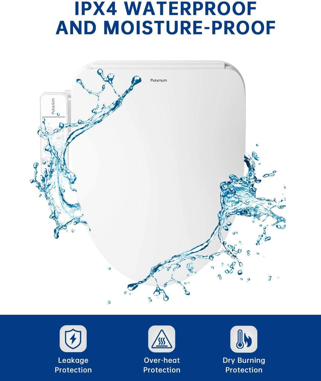 Heated Smart Toilet Seat with Feminine Wash & Dryer, Elongated Bidet with Adjustable Water Temperature, Pressure & Nozzle Position, Easy Installation & Soft-Close Lid for Modern Bathrooms