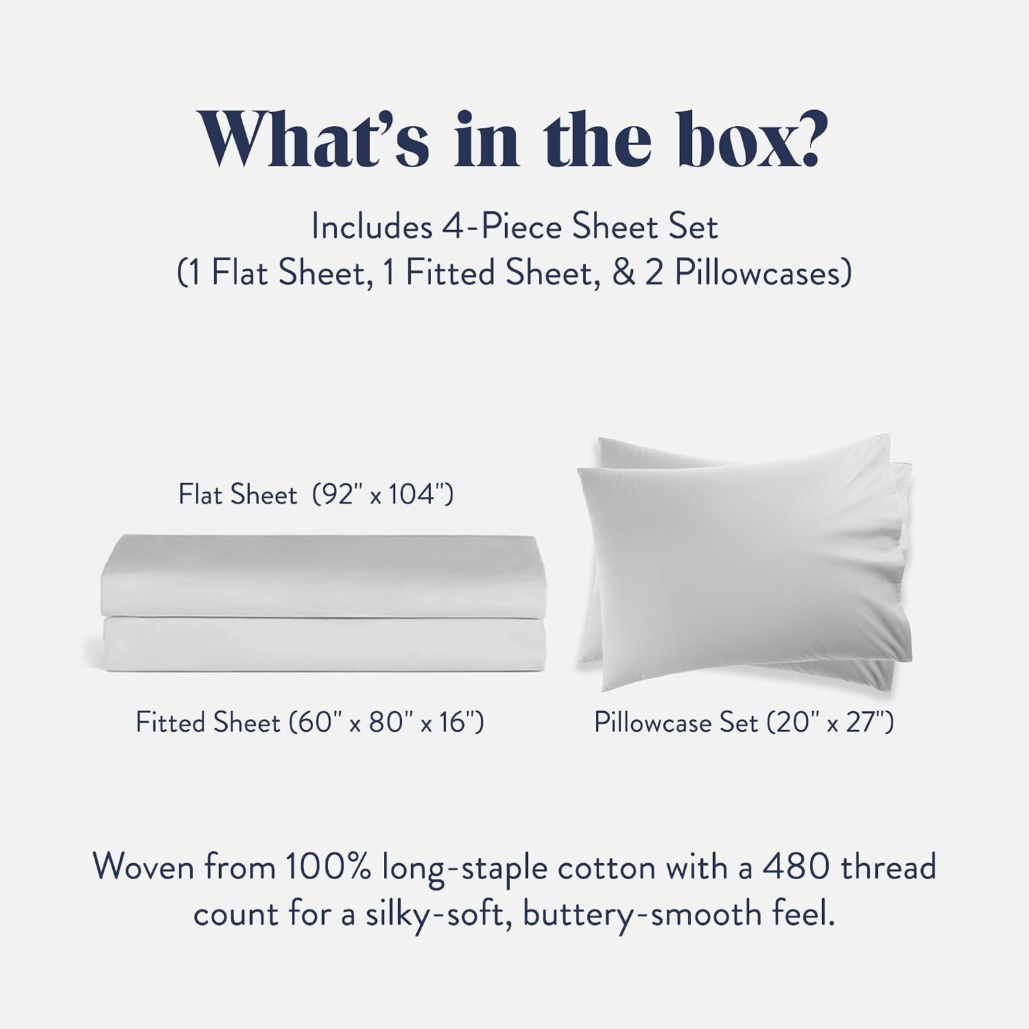 Brooklinen Luxury Sateen 4 Piece Sheet Set - 100% Cotton Bed Sheets, Soft & Durable Queen Size Sheets Set in White, Oeko-TEX Certified Bedding Set, 1 Fitted Sheet, 1 Flat Sheet, 2 Pillowcases