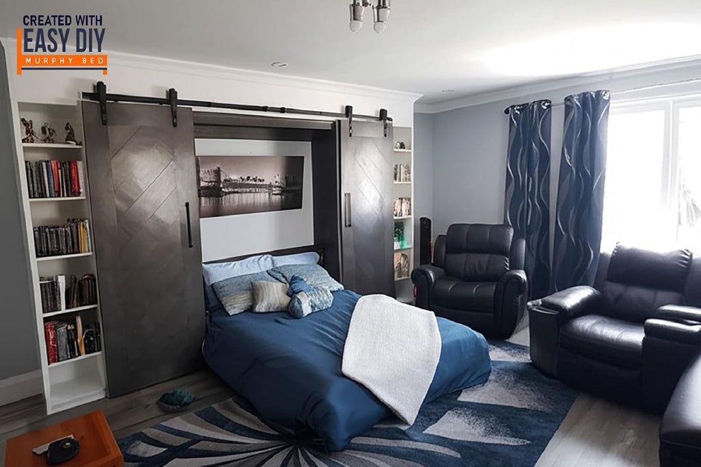 Queen Size DIY Murphy Bed Hardware Kit – Vertical Wall Bed for Space-Saving - Budget-Friendly DIY Setup -Made in USA -Hide Away Design with Murphy Bed Queen Hardware - Bed Lift Mechanism - Pull Down