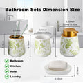 Bathroom Accessories Set Ceramic Bathroom Accessory Set Plant Patterns Accessories with Soap Dispenser Dish Tumbler for Home Decor Victorian(4 Piece Set-Greenery)