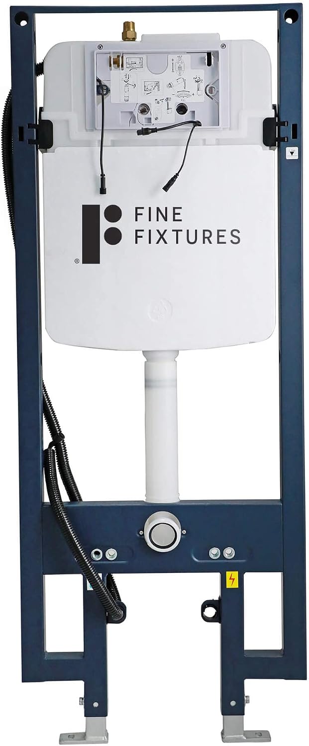 Aqueous In-Wall Smart Toilet Combo Set – Complete System with Toilet Bowl, Bidet Toilet Seat, Tank, Carrier for 2x4 Studs, Chrome Push Buttons, Round and Elongated Compatibility
