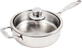 Swiss Diamond Premium Clad 5-Ply Stainless Steel 4.2 Quart Sauté Pan with Lid Included and Satin Exterior Finish, 11 Inch Inch Induction Compatible Skillet - Oven and Dishwasher Safe