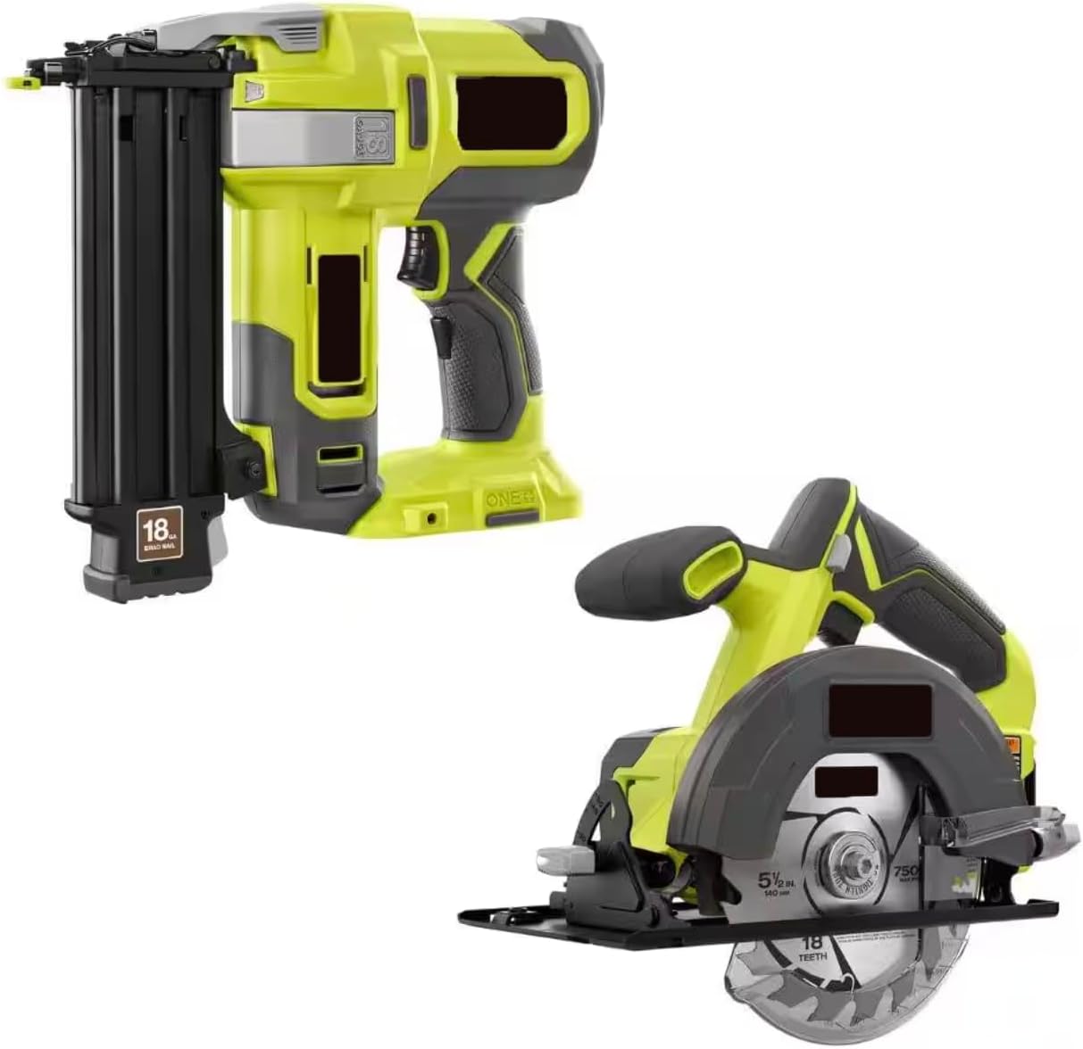 P321-PCL500B Fits for RYOBI 18V 18-Gauge Cordless AirStrike Brad Nailer with 18V Cordless 5 1/2 in. Circular Saw (Tools Only)